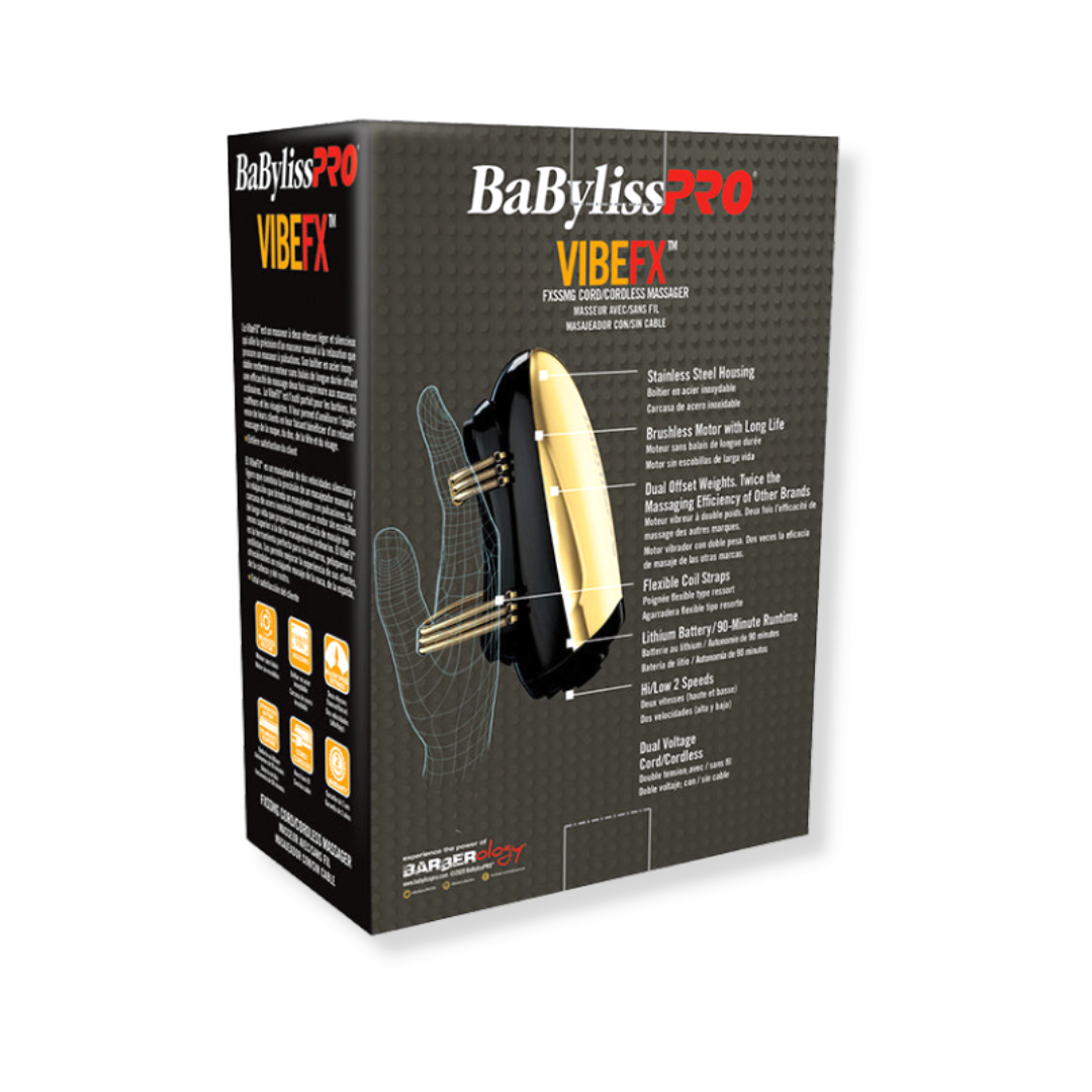 BaByliss PRO Masajeador Vibe FX Gold - masajeador profesional para barbería, imagen 2