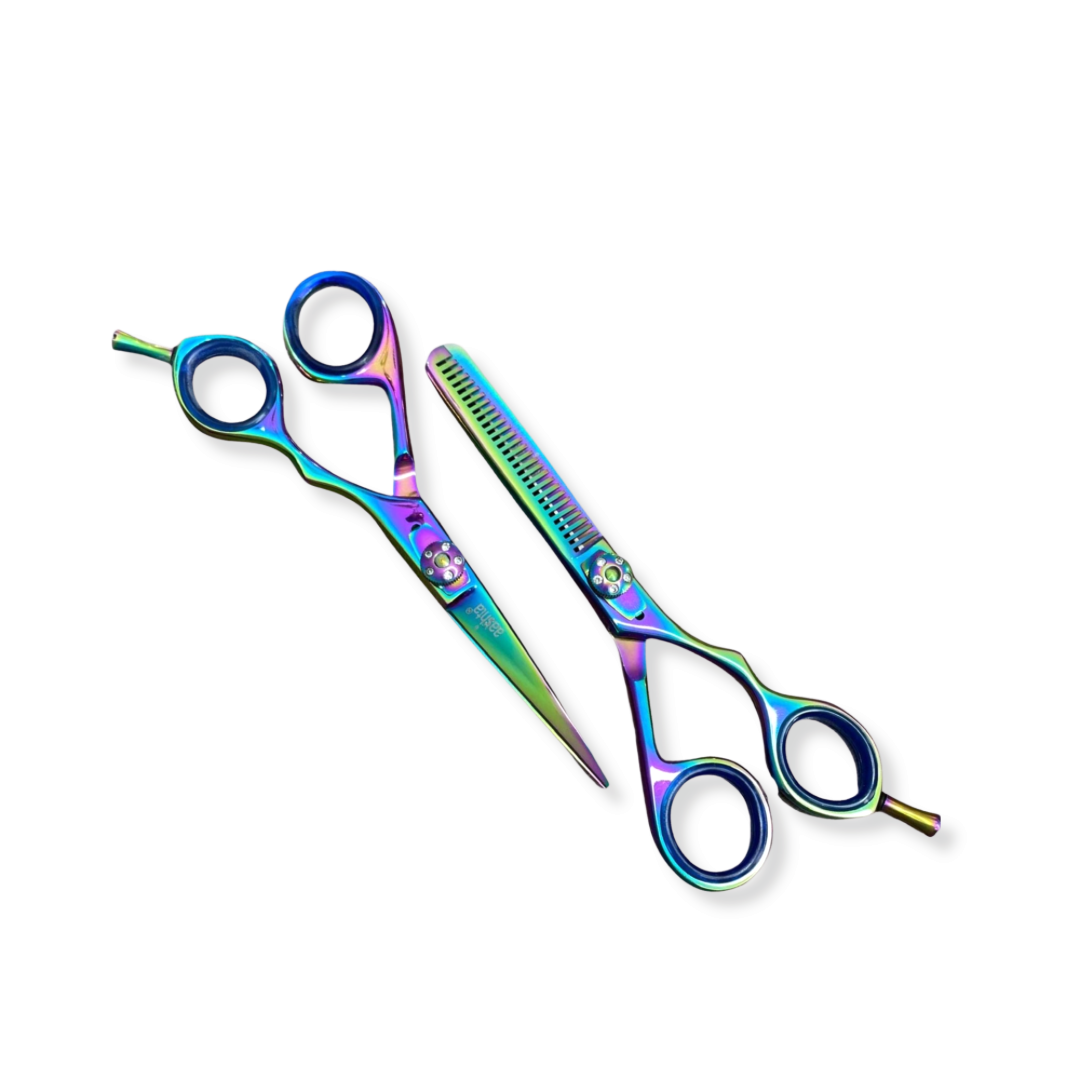 Aashta Kit de Tijeras Profesionales Arcoíris Titanio 7 pulgadas - tijeras de barbero profesional, imagen 1