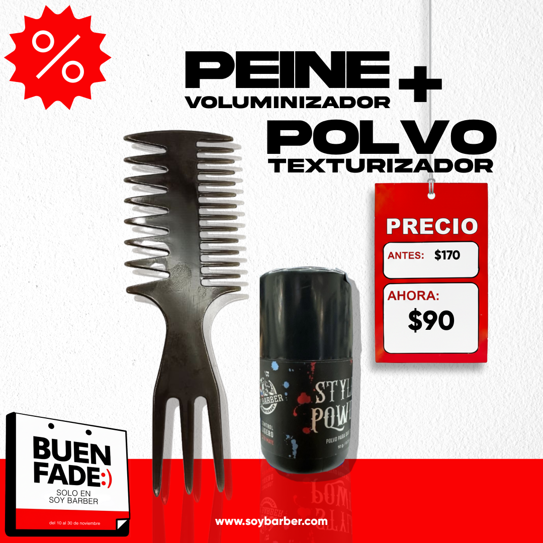 Soy Barber - Polvo textura + peine voluminizador