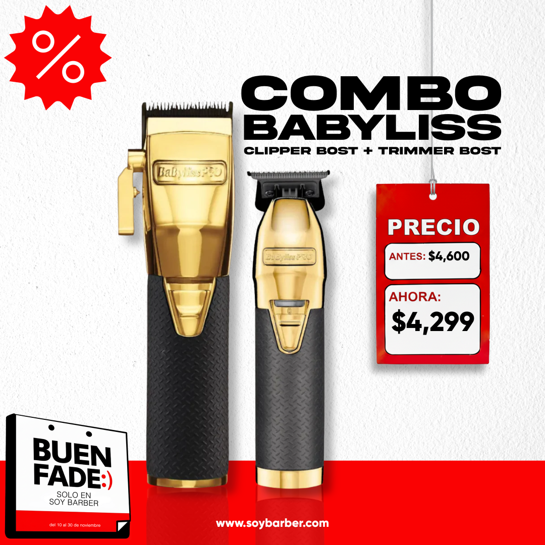 BaByliss PRO - Combo Clipper Boost+ & Trimmer Boost+ GOLD