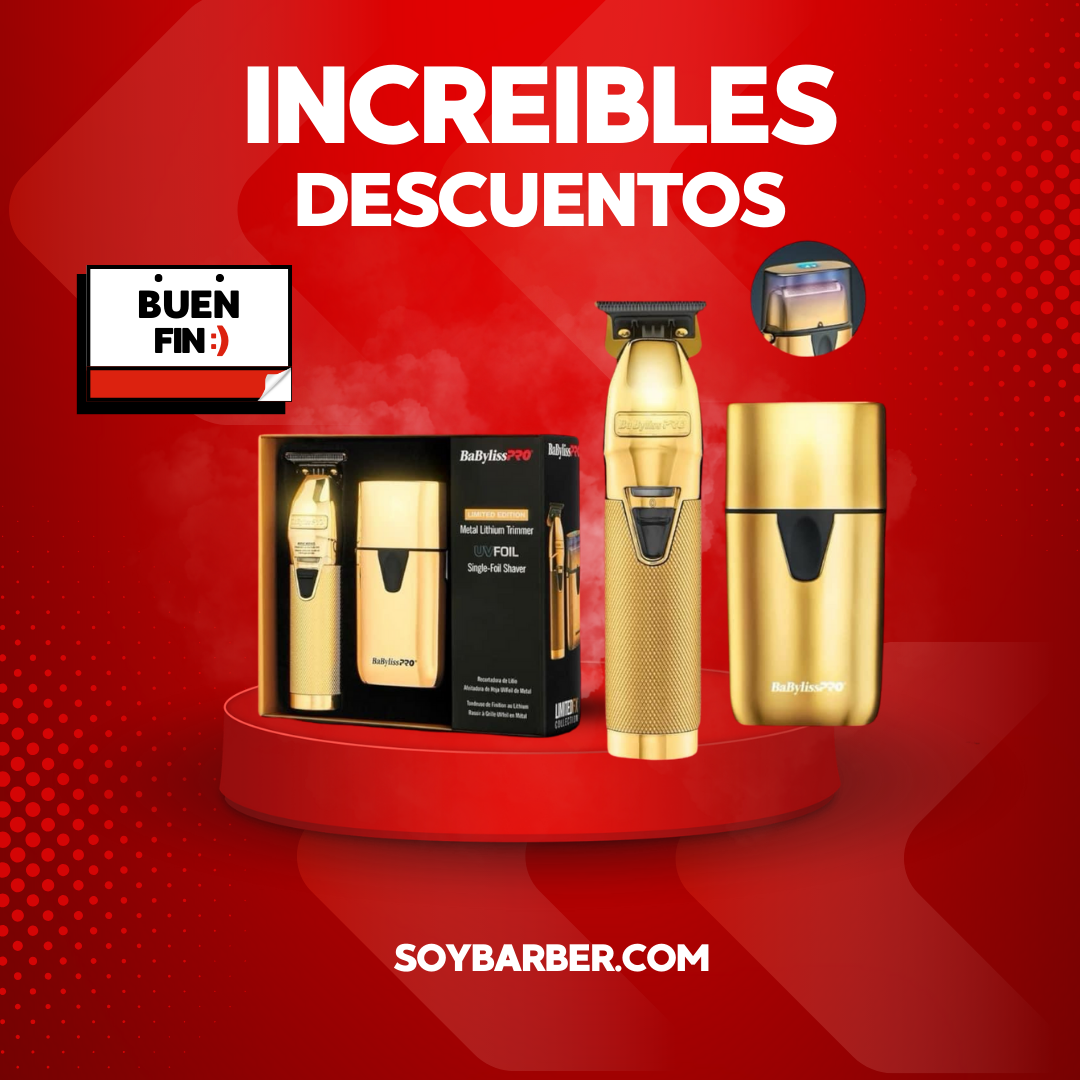 BaByliss PRO - Combo Recortadora y Afeitadora UVFOIL GOLD Metal Collection