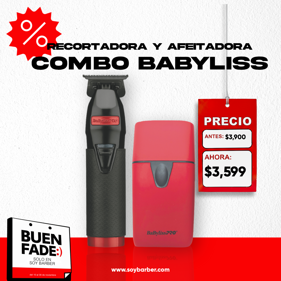 BaByliss PRO - Combo Recortadora y Afeitadora UVFOIL RED Metal Collection
