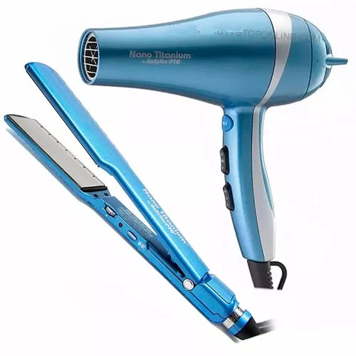 BaByliss PRO - Combo secadora y plancha NANO TITANIUM