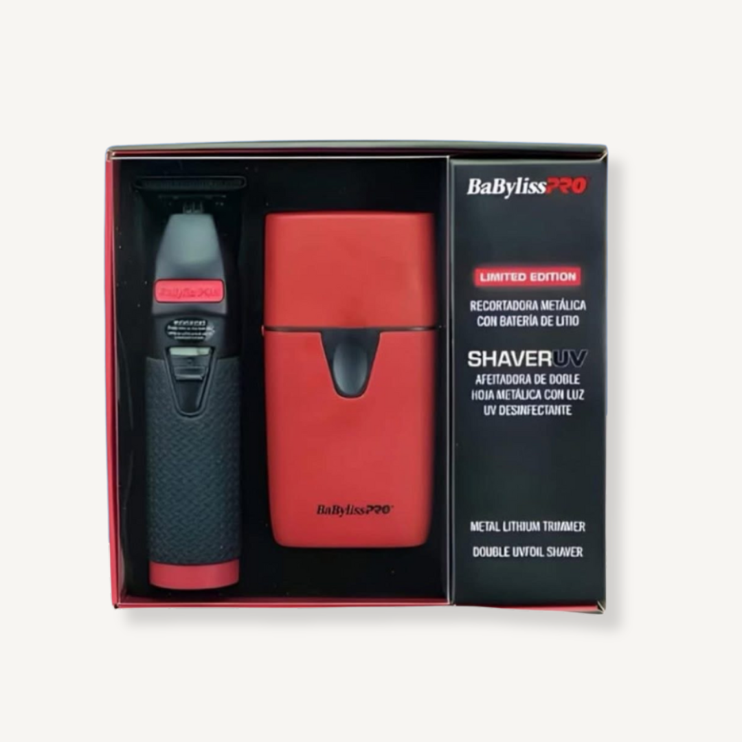 BaByliss PRO - Combo Recortadora y Afeitadora UVFOIL RED Metal Collection