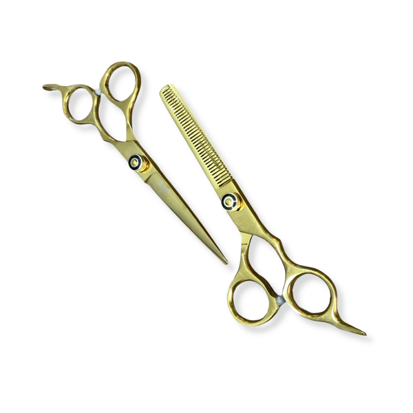 Aashta - Kit de Tijeras Profesionales Doradas Titanio 7 pulgadas