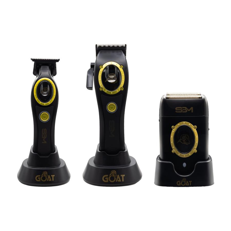 SBM GOAT Black - Combo 3 piezas Clipper, Trimmer y Shaver