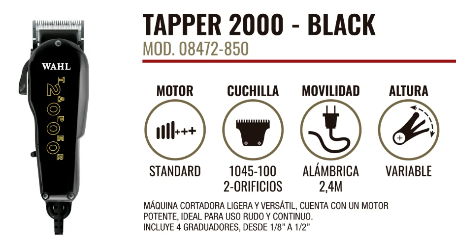 Wahl - Cortadora Taper 2000 Negra