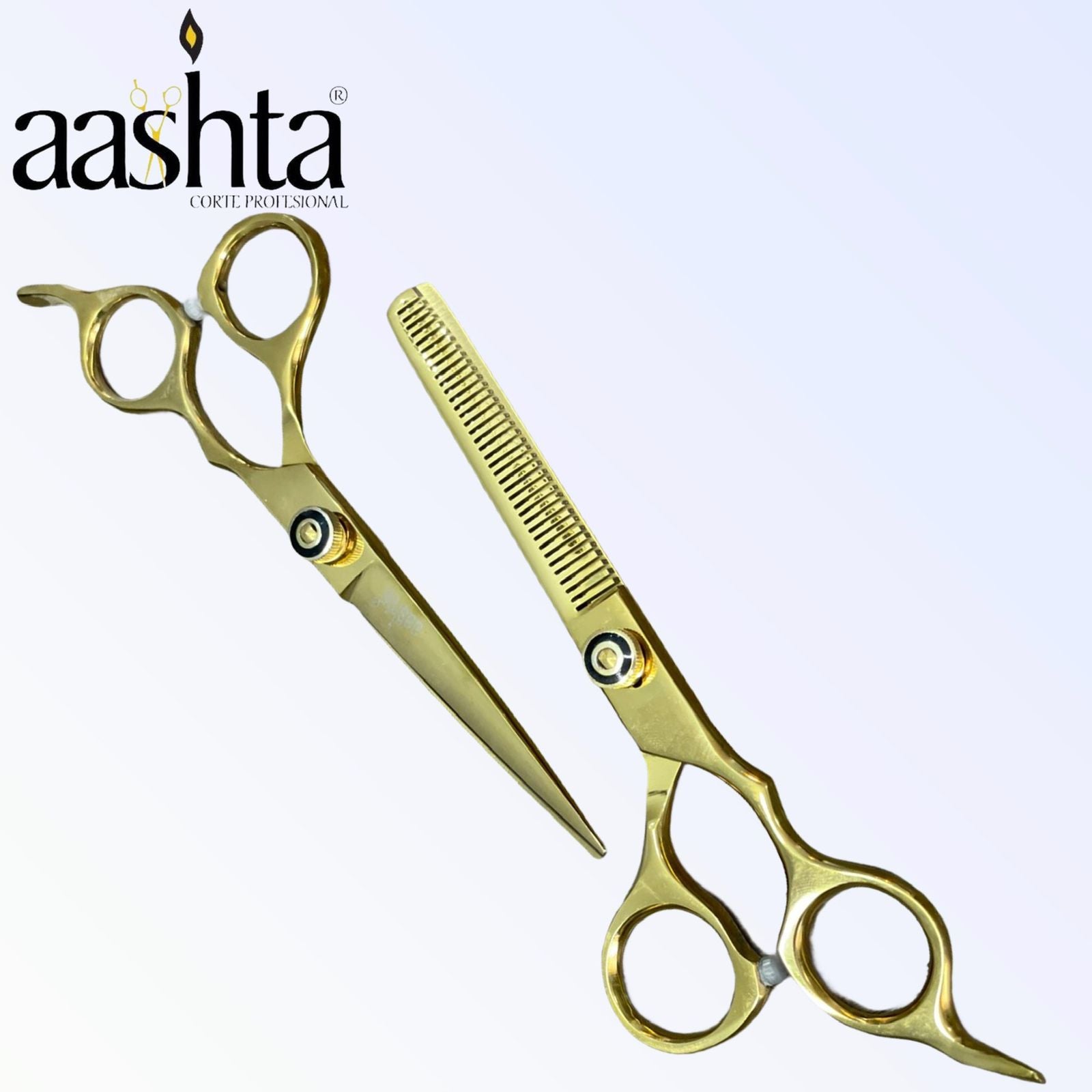 Tijeras Profesionales Doradas Para Barbero/Estilista - aashta